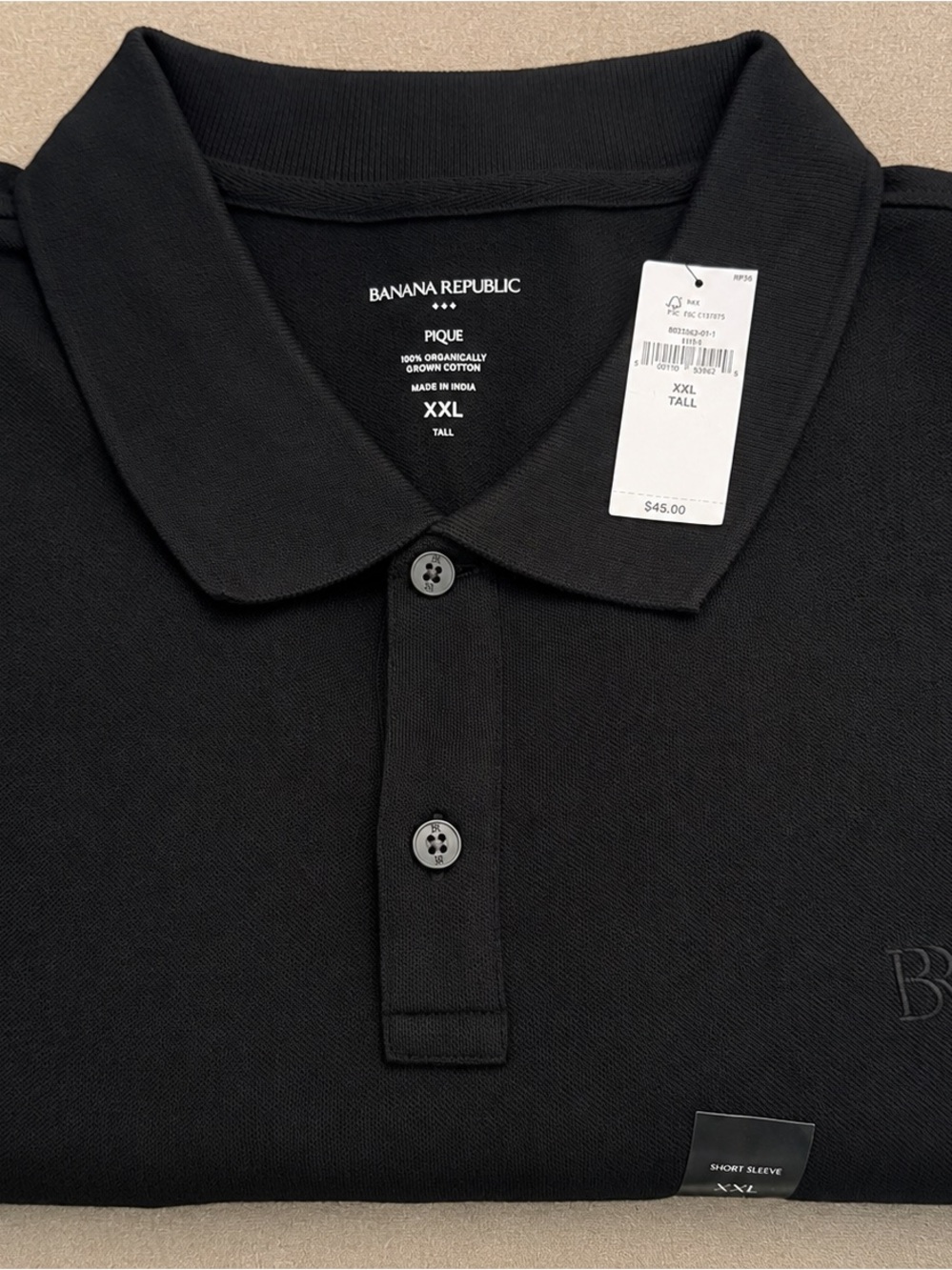 Banana Republic Men's Black Pique Polo XXL
